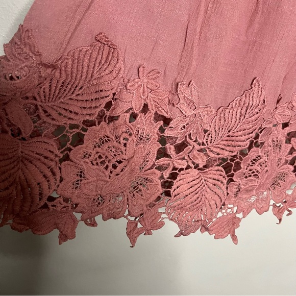 Boho Rose Pink Peasant Blouse She + Sky S Eyelet Cutouts Oversized Crepe Finish - Picture 4 of 9